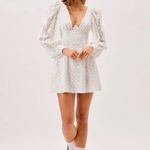 For Love and Lemons White Lace Mini Dress